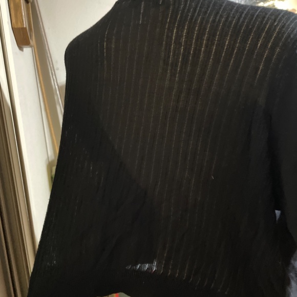 Women Size X 14W Bust 41 Two CJ Banks Open Front Cardigan Lightweight Knit - Bla - Picture 6 of 8